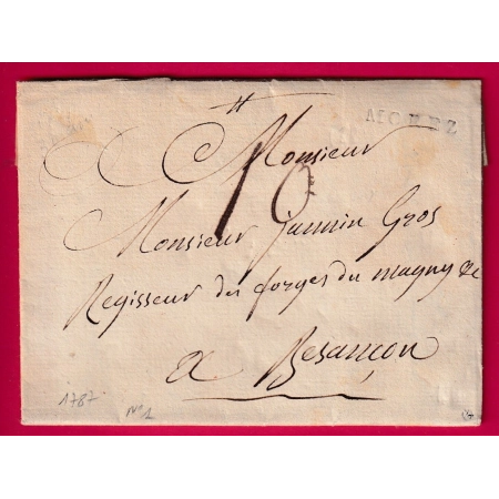 MARQUE MOREZ JURA LENAIN N°1 1787 POUR BESANCON DOUBS EX COLLECTION DUBUS LETTRE COVER