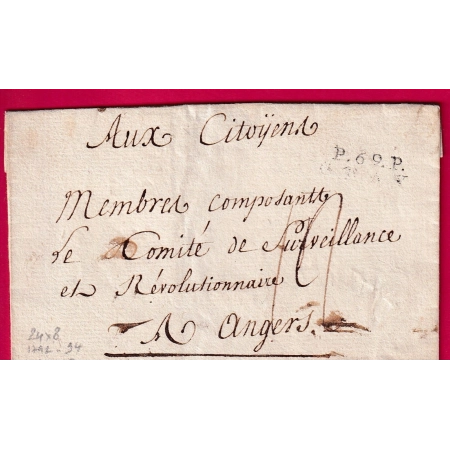 MARQUE P69P GRAY HAUTE SAONE 24X8 INDICE 18 POUR ANGERS MAINE ET LOIRE LETTRE COVER