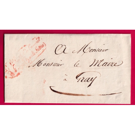 FRANCHISE EN ROUGE LE SOUS PREFET DE L'ARRONDISSEMENT DE GRAY HAUTE SAONE POUR GRAY 1828 LETTRE COVER