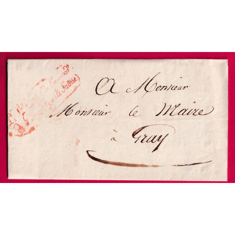 FRANCHISE EN ROUGE LE SOUS PREFET DE L'ARRONDISSEMENT DE GRAY HAUTE SAONE POUR GRAY 1828 LETTRE COVER