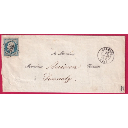 N°10 TTB PC 2340 ORLEANS LOIRET POUR SENNELY SIGNE CALVES LETTRE COVER