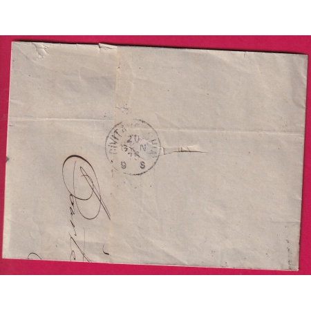 N°38 GC 2240 MARSEILLE POUR CIVITA VECCHIA ITALIE 1875 LETTRE COVER