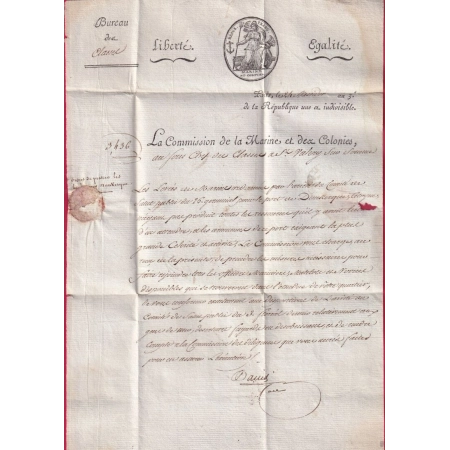 FRANCHISE COMMISSION DE LA MARINE ET DES COLONIES AN3 1795 ST VALERY SUR SOMME LETTRE COVER