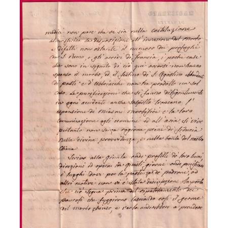 MARQUE SARDE PP NIZZA VIA DI MARE EN ROUGE 1837 ALPES MARITIMES POUR SAN REMO MAGISTRAT SANITAIRE LETTRE COVER