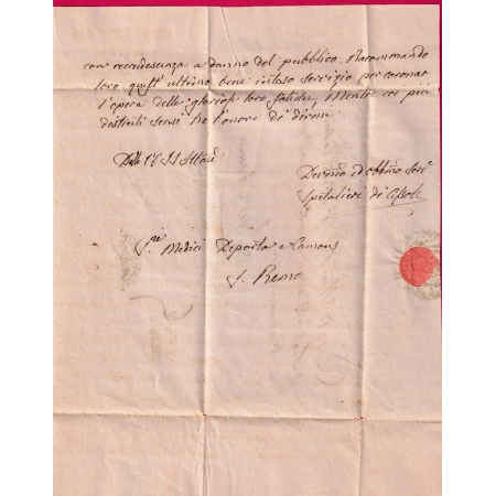 MARQUE SARDE PP NIZZA VIA DI MARE EN ROUGE 1837 ALPES MARITIMES POUR SAN REMO MAGISTRAT SANITAIRE LETTRE COVER