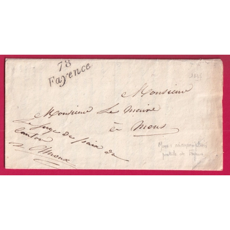 CURSIVE 78 FAYENCE VAR FRANCHISE LE JUGE DE PAIX DU CANTON POUR MONS VAR LETTRE COVER
