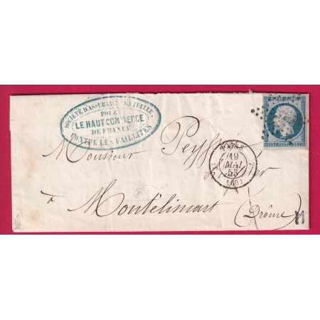 N°10 TTB PARIS ETOILE PLEINE 3E 60 7 POUR MONTELIMAR DROME SIGNE CALVES LETTRE COVER