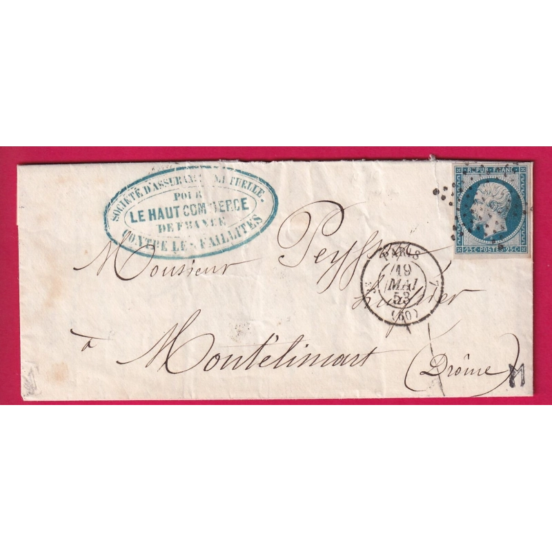 N°10 TTB PARIS ETOILE PLEINE 3E 60 7 POUR MONTELIMAR DROME SIGNE CALVES LETTRE COVER