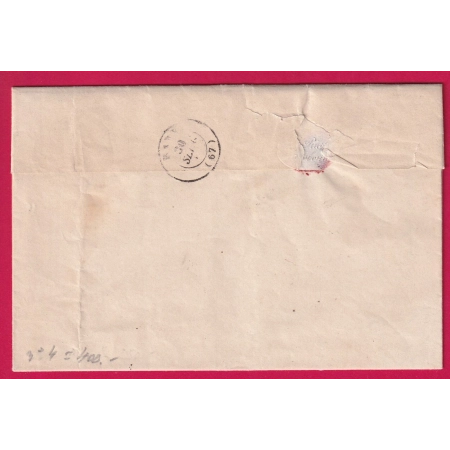N°4 GRILLE STRASBOURG BAS RHIN TAXE MANUSCRIT 25 POUR BARR SIGNE CALVES MENTION POIDS 8 GRAMMES LETTRE COVER