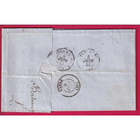 N°14 APRES LE DEPART SUR TIMBRE DEPART DE BORDEAUX PC 441 POUR VABRE TARN LETTRE COVER