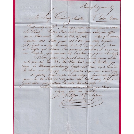 N°14 APRES LE DEPART SUR TIMBRE DEPART DE BORDEAUX PC 441 POUR VABRE TARN LETTRE COVER