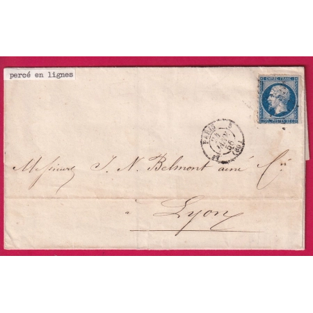 N°14 PERCE EN LIGNE PARIS ETOILE PLEINE 1ER 60 5 POUR LYON RHONE LETTRE COVER