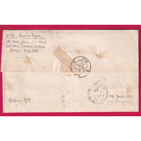 N°14 PERCE EN LIGNE PARIS ETOILE PLEINE 1ER 60 5 POUR LYON RHONE LETTRE COVER