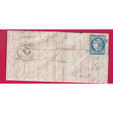 TENTATIVE ENTREE  GC 209 AUBIGNY SUR NERE CHER 6 JANVIER 1871 POUR PARIS TRANSIT TOURS 12 JANVIER 1871 LETTRE COVER