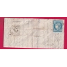 TENTATIVE ENTREE  GC 209 AUBIGNY SUR NERE CHER 6 JANVIER 1871 POUR PARIS TRANSIT TOURS 12 JANVIER 1871 LETTRE COVER