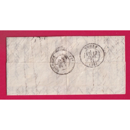 TENTATIVE ENTREE  GC 209 AUBIGNY SUR NERE CHER 6 JANVIER 1871 POUR PARIS TRANSIT TOURS 12 JANVIER 1871 LETTRE COVER