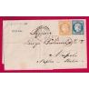 N°55 60 CAD GARE DE NIMES GARD LOSANGE CT POUR NAPLES ITALIE ITALIA AMBULANT CETTE A TARASCON 1875 LETTRE COVER