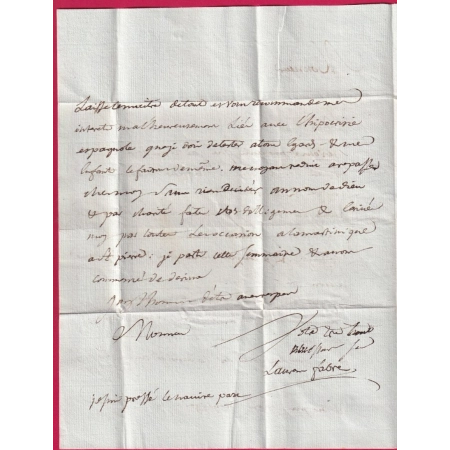 MARQUE B COURONNE BORDEAUX LN°18 + PARIS EN TRANSIT POUR MADRID ESPAGNE 1783 LETTRE COVER