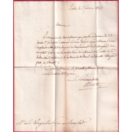 FRANCHISE MANUSCRIT LE PROCUREUR DU ROI MARQUE 78 TOULON VAR 1829 POUR BEAUSSET LETTRE COVER