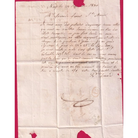 CURSIVE 64 NAY BASSES PYRENEES CAD TYPE 12 PAU + DECIME RURAL 1830 POUR OLORON INDICE 14 LETTRE COVER