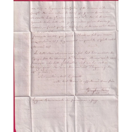 CURSIVE 78 LES ARCS VAR + CAD TYPE 12 DRAGUIGNAN + DATEUR A 1840 POUR DRAGUIGNAN TAXE LOCALE 1 SIGNE MATHIEU LETTRE