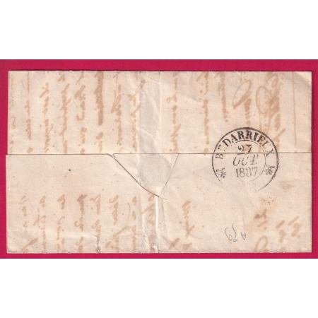 PRECUSEUR APRES LE DEPART MIXTE TYPE 14 ET 13 TOULOUSE HAUTE GARONNE 1837 BEDARIEUX HERAULT LETTRE COVER