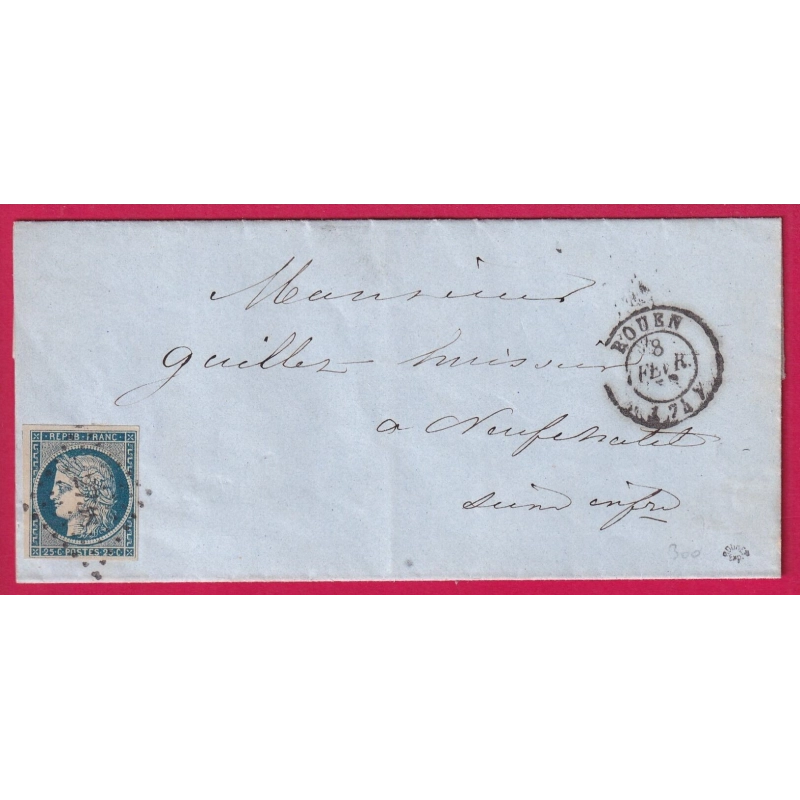 N°4 PC 2738 ROUEN TTB POUR NEUFCHATEL EN BRAY SIGNE ROUMET LETTRE COVER