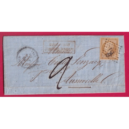 N°13 PC 143 ARTIX BASSES PYRENEES CAD TYPE 22 TAXE MANUSCRIT 2 AFFR INSUFF ROUGE POUR AUSSEVIELLE LETTRE COVER