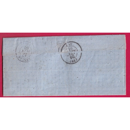 N°13 PC 143 ARTIX BASSES PYRENEES CAD TYPE 22 TAXE MANUSCRIT 2 AFFR INSUFF ROUGE POUR AUSSEVIELLE LETTRE COVER