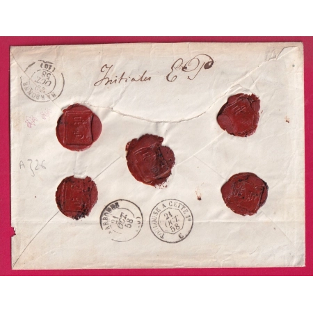 N°14 16 PC 3383 TOULOUSE HAUTE GARONNE LETTRE CHARGE APRES LE DEPART  POUR NARBONNE AUDE LETTRE COVER