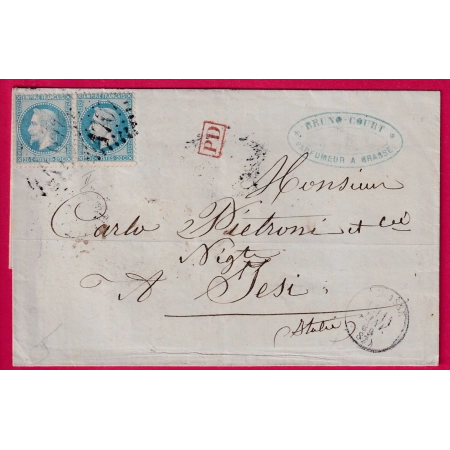 N°29 PAIRE GC 1707 GRASSE ALPES MARITIMES CAD TYPE 16 POUR JESI ITALIE ITALIA LETTRE
