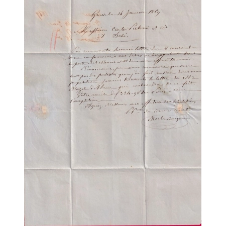 N°29 PAIRE GC 1707 GRASSE ALPES MARITIMES CAD TYPE 16 POUR JESI ITALIE ITALIA LETTRE