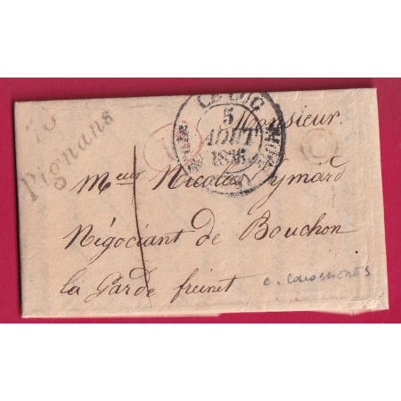 CURSIVE 78 PIGNANS VAR CAD TYPE 11 LE LUC TAXE LOCALE 1 BOITE RURALE C COLLOBRIERES 1836 T11 LE LUC AU DOS LETTRE COVER