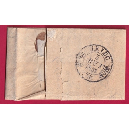 CURSIVE 78 PIGNANS VAR CAD TYPE 11 LE LUC TAXE LOCALE 1 BOITE RURALE C COLLOBRIERES 1836 T11 LE LUC AU DOS LETTRE COVER