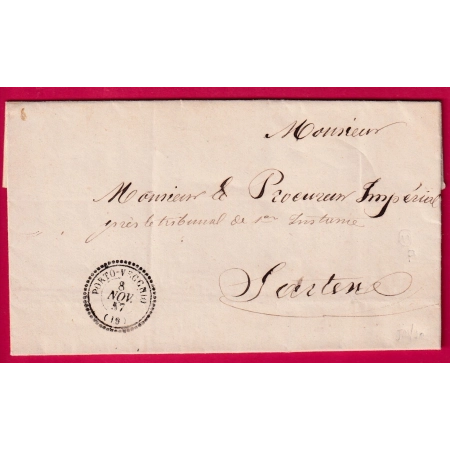 CAD TYPE 22 PORTO VECCHIO CORSE EN FRANCHISE POUR LE PROCUREUR IMPERIAL DE SARTENE 1857 LETTRE COVER