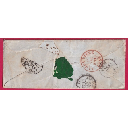 CAD TYPE 22 LURI DE CORSE 1856 TAXE TAMPON 4 POUR TRIVIERES BELGIQUE LETTRE COVER