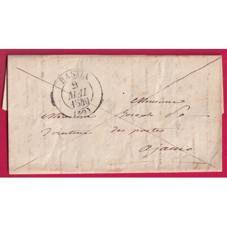 CAD TYPE 13 BASTIA CORSE EN FRANCHISE DES POSTES POUR AJACCIO 1840 LETTRE COVER
