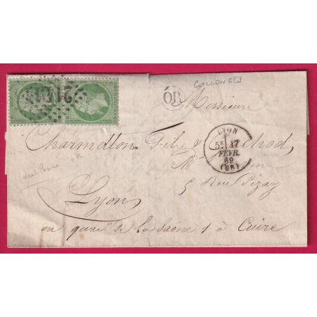 N°20 VERT FONCE X2 GC 2145 LYON RHONE OR DE COLLONGES POUR LYON LETTRE COVER