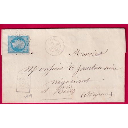 N°22 GC 2596 NAJAC AVEYRON APRES LE DEPART SPECIAL 2596 DE NAJAC POUR RODEZ INDICE 19 LETTRE COVER