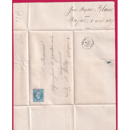 N°22 GC 2596 NAJAC AVEYRON APRES LE DEPART SPECIAL 2596 DE NAJAC POUR RODEZ INDICE 19 LETTRE COVER