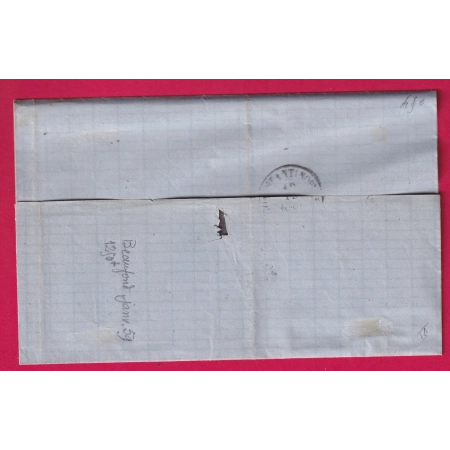 N°21 23 OBLITERATION ANCRE PAQUEBOT POSTE GANGE 1865 MARSEILLE POUR CONSTANTINOPLE TURQUIE TURKEY LETTRE COVER