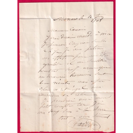 N°22 GC 2387 MONACO ALPES MARITIMES POUR NICE INDICE 19 LETTRE COVER