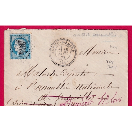 N°60 GC 234 AUREC SUR LOIRE CAD TYPE 24 HAUTE LOIRE INDICE 14 POUR VERSAILLES ASSEMBLEE NATIONALE REEXP DUNIERES LETTRE