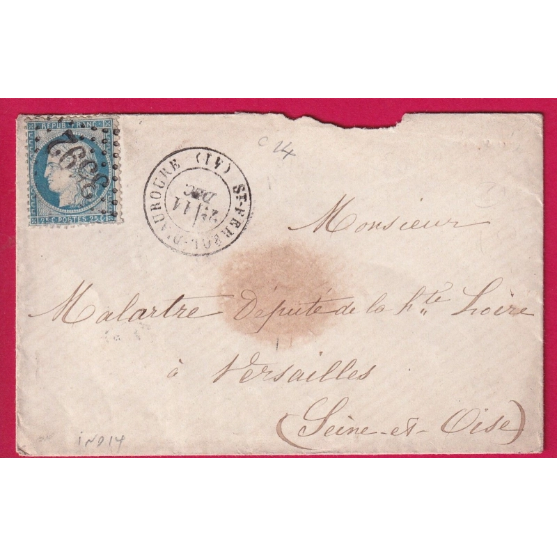 N°60 GC 3592 ST FEREOL D'AUROURE HAUTE LOIRE INDICE 14 POUR VERSAILLES ASSEMBLEE NATIONALE LETTRE COVER