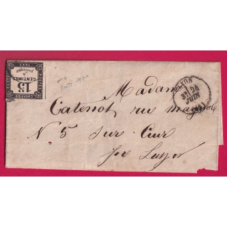 TAXE N°4 LITHO PREOBLITERE LYON RHONE POUR LYON RARE LETTRE COVER