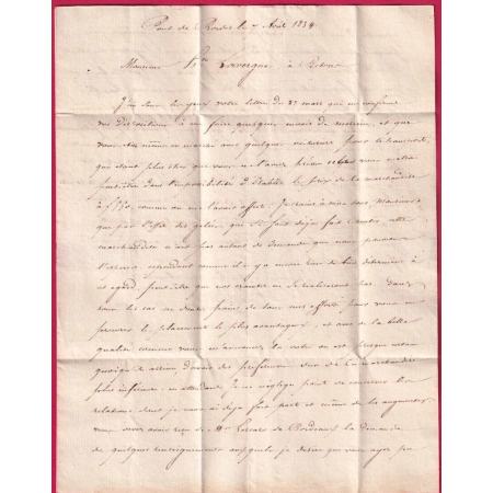 CURSIVE 45 LAVARDAC LOT ET GARONNE TYPE 12 NERAC DECIME RURALE DE PONT DE BORDES POUR NOGARO GERS 1834 LETTRE COVER