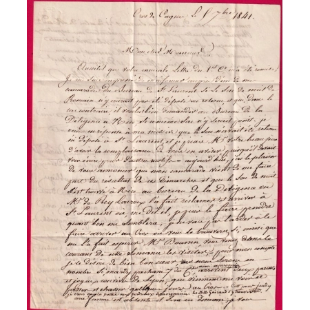 CURSIVE 78 ST LAURENT VAR CAB TYPE 12 ANTIBES TEXTE CROS DE CAGNES POUR GRASSE ALPES MARITIMES 1841 LETTRE COVER