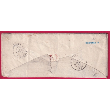 CAD TYPE 22 GONTAUD LOT ET GARONNE TEXTE TAMPON 30 POUR HAUTEVIGNES MARMANDE 1867 LETTRE COVER