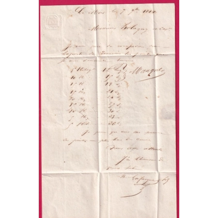 CURSIVE 45 LE MAS D'AGENAIS LOT ET GARONNE T15 TONNEINS 1844 POUR BORDEAUX INDICE 16 LETTRE COVER