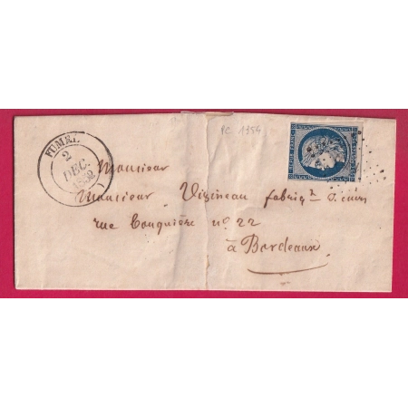 N°4 PC 1354 FUMEL LOT ET GARONNE CAD TYPE 14 POUR BORDEAUX LETTRE COVER